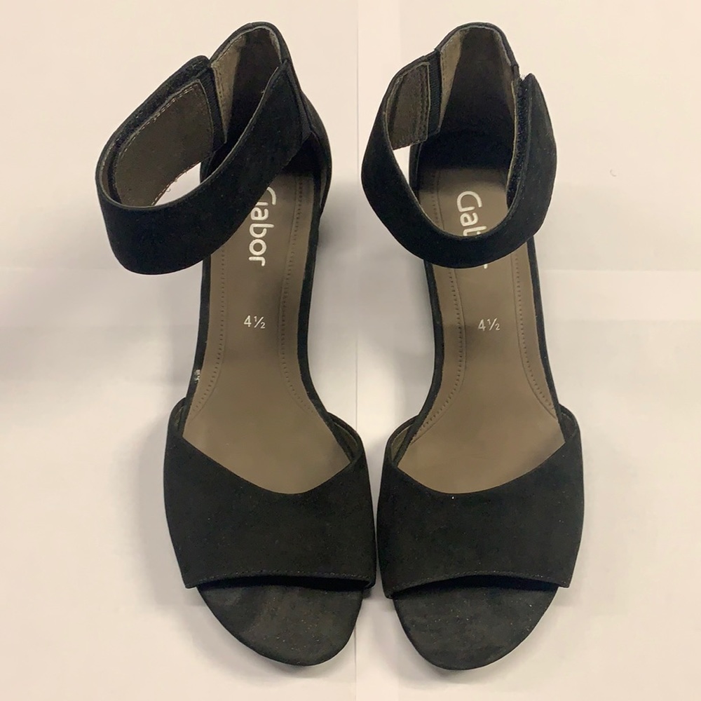 Gabor Black Nubuck Ankle Strap Sandal